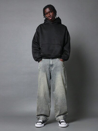 SUMWON بنطلون جينز قابل للطي واسع الفضفاض