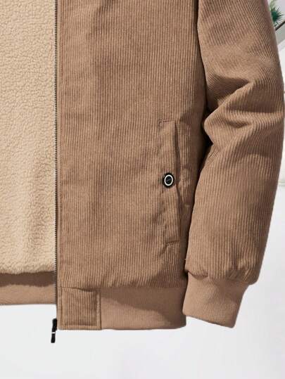 جاكيت كاجوال من ألياف الفليس مطبوع عليه حروف، أكمام طويلة، موسم الخريف / الشتاء