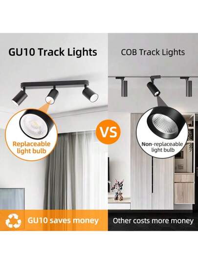 CANMEIJIA 1 قطعة إضاءة سقف مغيرة الرأس، أسطواني شكل، من الألومنيوم الأسود، رأس واحد / اثنان / ثلاثة، مع مصدر ضوء، بمصباح قابل للاستبدال GU10، قابل للتعديل الزاوي، سهل التركيب، مناسب لغرفة النوم/غرفة المعيشة/المطبخ/صالة العرض/الشرفة/ممر السلم/غرفة الطعام/ا