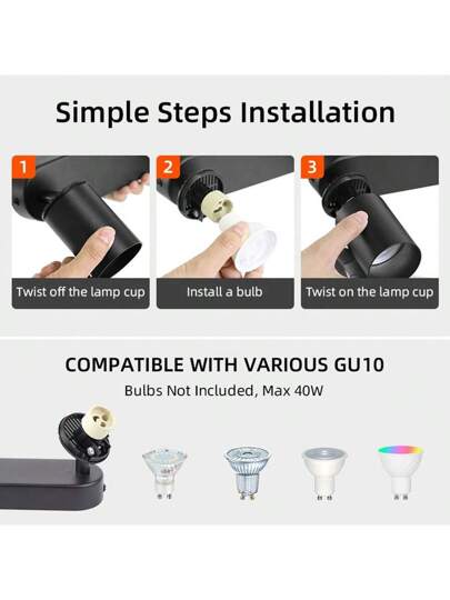 CANMEIJIA 1 قطعة إضاءة سقف مغيرة الرأس، أسطواني شكل، من الألومنيوم الأسود، رأس واحد / اثنان / ثلاثة، مع مصدر ضوء، بمصباح قابل للاستبدال GU10، قابل للتعديل الزاوي، سهل التركيب، مناسب لغرفة النوم/غرفة المعيشة/المطبخ/صالة العرض/الشرفة/ممر السلم/غرفة الطعام/ا