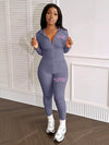 LovelyWholesale مجموعة جاكيت وبنطلون ضيق رياضية للنساء بأكمام طويلة وسحاب وطباعة حرفية للربيع والخريف