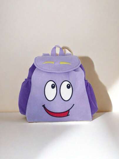 حقيبة ظهر فانيلا بطبعات كرتونية للبنات مع علبة أقلام، إغلاق سحاب بخيط، حقيبة ظهر جميلة، مناسبة كهدية للسفر