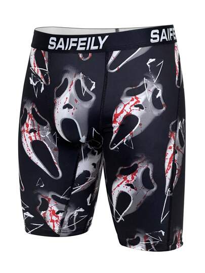 سراويل داخلية رجالية بوكسر بطبعة وجه شبح مرعب