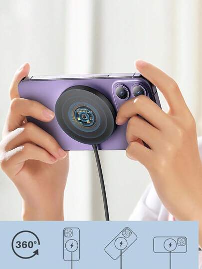 شاحن لاسلكي مغناطيسي متوافق مع أيفون ميجسيف 15 برو ماكس، متوافق مع آبل 14 بلس 13 12 11 X XS XR 8، متوافق مع شحن ايربودز، اكسسوارات هواتف مناسبة للمكتب والسكن والمنزل