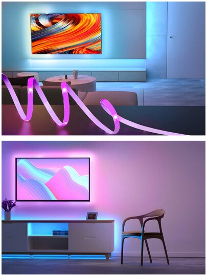 1 لفة شريط إضاءة RGB، شريط إضاءة LED للمكتب مع ظهر لاصق، يعمل بالطاقة عبر USB، شريط إضاءة LED منزلي، إضاءة زخرفية متعددة الأغراض مناسبة للأعياد، ديكور المنزل، إضاءة الجو، خلفية التلفزيون والكمبيوتر، الطول الموصى به من 1 م إلى 5 م (بدون وحدة تحكم عن بعد، أ