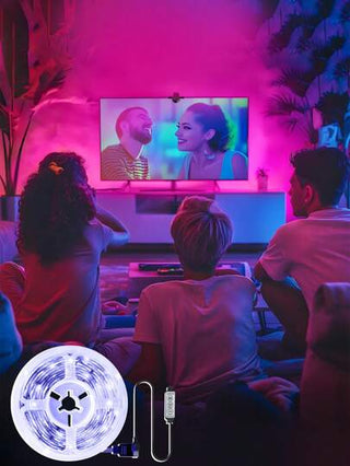 1 لفة شريط إضاءة RGB، شريط إضاءة LED للمكتب مع ظهر لاصق، يعمل بالطاقة عبر USB، شريط إضاءة LED منزلي، إضاءة زخرفية متعددة الأغراض مناسبة للأعياد، ديكور المنزل، إضاءة الجو، خلفية التلفزيون والكمبيوتر، الطول الموصى به من 1 م إلى 5 م (بدون وحدة تحكم عن بعد، أ