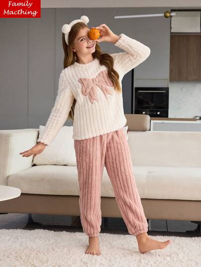 بيجاما بيجامات للفتيات المراهقات: طقم بيت مكون من ملابس علوية بياقة وأكمام طويلة مفصلة بشريط مطرز وفوانيل دافئة مريحة ،وبنطال طويل قطعتان ، مناسب للخريف والشتاء