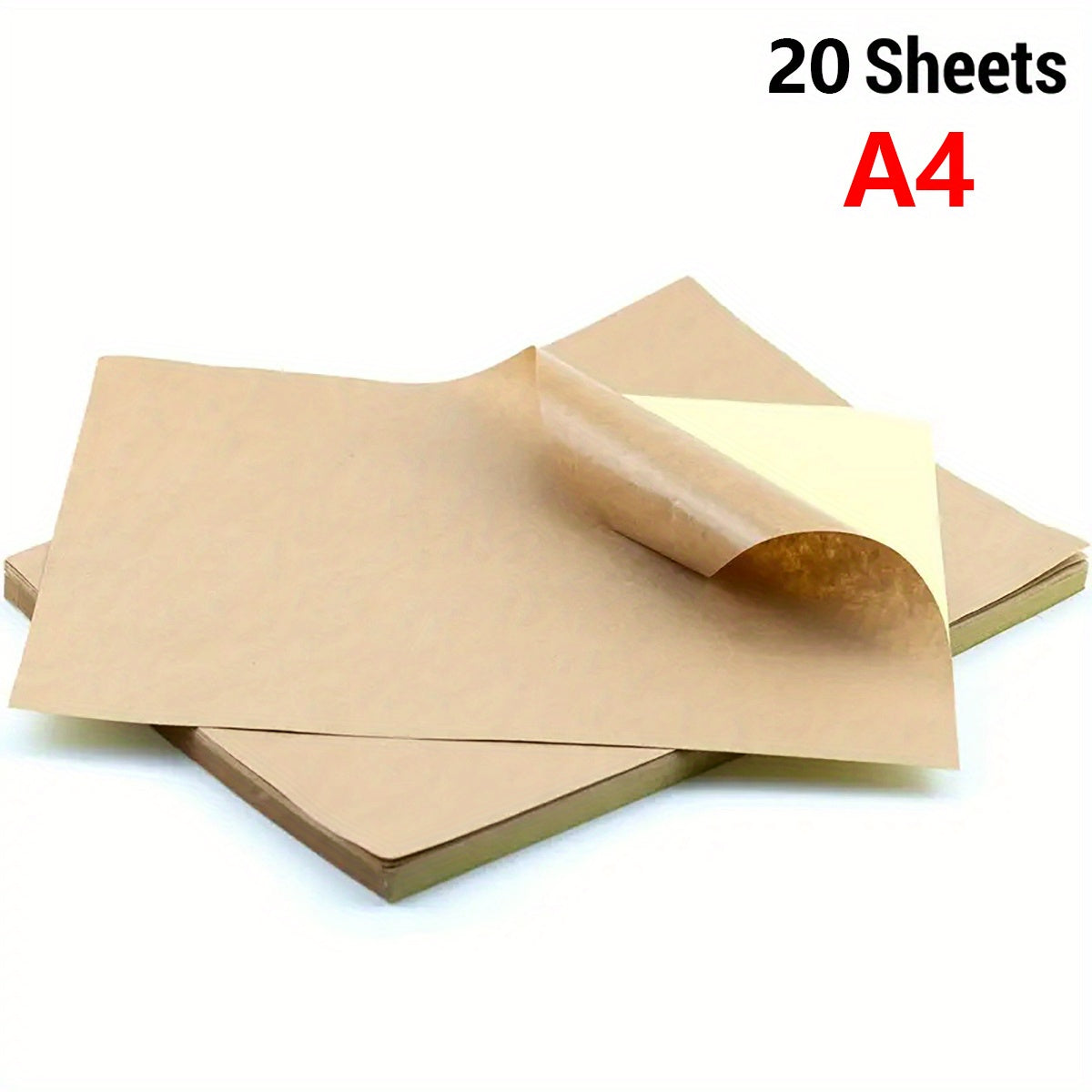 عبوة من 50 ملصق كرافت ذاتي اللصق للطابعات الليزرية والحبرية، ورق لاصق غير لامع، سهل التقطيع، بحجم 20.98 سم × 29.69 سم