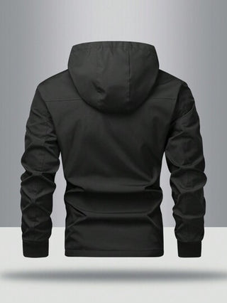 Manfinity Homme قطعة واحدة جاكيت هودي كاجوال بنقشة حرفية كم طويل للرجال