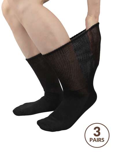 3 أزواج من الجوارب متوسطة الطول الرخوة مقاس كبير، سميكة الأرضية والفضفاضة الملاءمة، مناسبة للرجال والنساء ذوي أقدام متورمة أو إصابات القدم