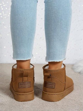 بوت نسائية موسمية بطبقة أساس ، بوت رياضية كاجوال سميكة القاع ذات كعب ويدج ، بوت للمشي في الأماكن المفتوحة ، بوت شتوية مبطنة دافئة ذات أنبوب قصير لأحجام كبيرة ، بوت ثلج سهلة البني المبسط ، بوت سهلة الارتداء