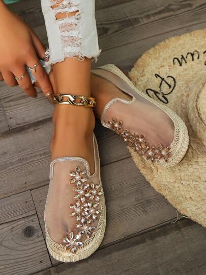 أحذية نسائية شابلية من الشبكة سهلة الارتداء، مزينة بالنقوش الزهرية، وبنعل ناعم خفيف الوزن، مجموعة ربيع وصيف 2024 الجديدةرمضان