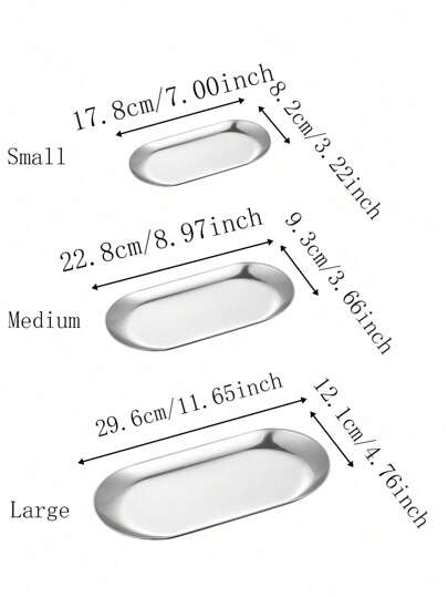 1 قطعة صينية بيضاوية من الفولاذ المقاوم للصدأ فضية لتخزين الأكواب والحلويات والمجوهرات والمطبخ، هدية عيد الميلاد