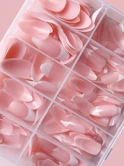 120 قطعة صندوق أظافر لوز شكل وردية بطبعة فرنسية بيضاء، أظافر لوز للضغط وتثبيت، للبنات الصغيرات، أظافر اكريليك شفافة. أظافر لوز بضغط للاظافر للبنات الصغيرات أكريليك شفاف مربع مجموعة هدية فكرة أظافر كاذبة