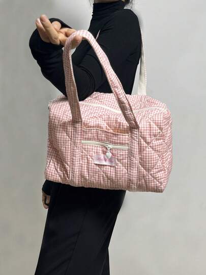 حقيبة كبيرة السعة بطباعة زهور فينتاج، حقيبة كتف، حقيبة سفر مبطنة بسوستة، مناسبة للنساء والفتيات، متوفرة بخيارات لون متعددة