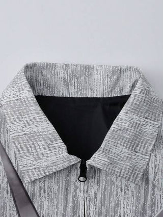 معطف كاجوال للرجال ذو سحاب مطبوع بجميع الأنحاء بصور، منمذج رفيع، للربيع والخريف، بأكمام طويلة