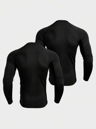 Manfinity Sport Corelite تي شيرت رياضة رجالي أكمام طويلة مضلع الألوان وخياطة رفيعة القصة بطراز الصديق