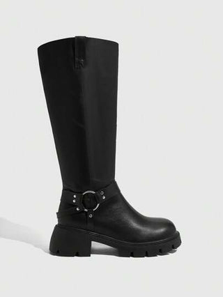 Cuccoo CUCCOO GRLICON بوت سيدات قصيرة ذات كعب سميك، لون أسود، تأثير نحيف، خريفية شتوية مناسبة لأعياد الميلاد ورأس السنة