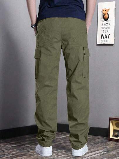 1 قطعة بنطلون كاركو من تصميم محايد لفتي مناسب للتمارين الخارجية متعدد الجيوب، مناسب للربيع والخريف