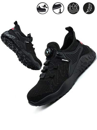 UMBURLLY أحذية أمان ذات أصابع حماية من الصلب للرجال، مقاوم للتهشيم والتثقيب ومنفذ للهواء، تصميم بزر، مناسب لصناعة البناء والورش المصنعية