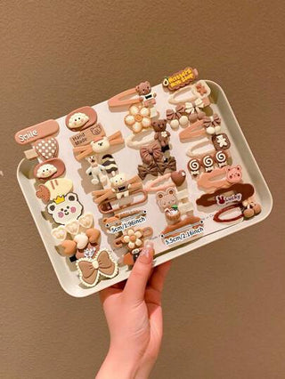 10/12/14/24 قطعة، تصميم الدب الكرتوني أكسسوارات وكليبسات شعر للبنات