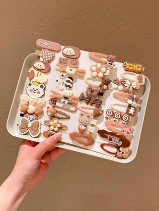 10/12/14/24 قطعة، تصميم الدب الكرتوني أكسسوارات وكليبسات شعر للبنات