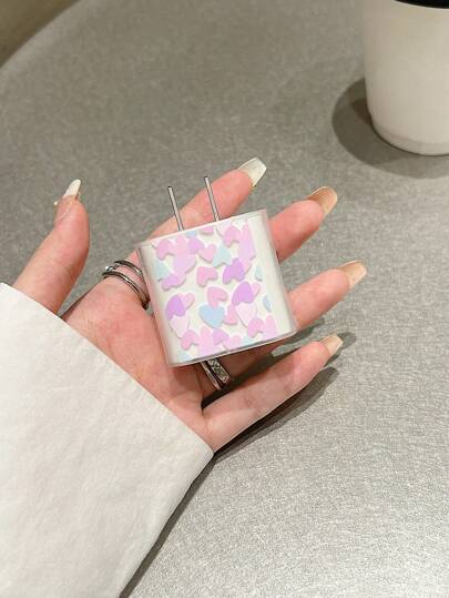 5 قطع من مجموعة شاحن الهاتف المحمول متعدد الألوان بتصميم قلب 20 واط/18 واط، بما في ذلك واقي كبل الشحن والرأس الشاحن، متوافق مع شواحن أجهزة آيفون 11-16