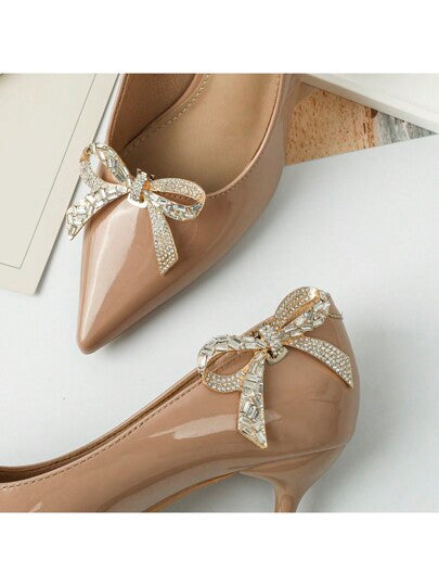 زوج واحد (2 قطعة) إكسسوار أنيق على شكل فراشة مزين بالخرز الاصطناعي والراين للأحذية النسائية ذات كعب عالٍ والكعب العادي، بألوان أبيض، مشمشي، أسود، برتقالي، أحمر، قابل للنزع وإعادة التركيب