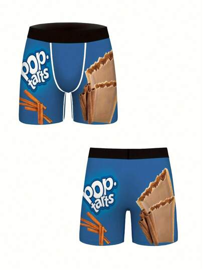 3 قطع/عبوة ملابس داخلية رجالي كاجوال مطبوعة بطباعة ثلاثية الأبعاد على شكل وجبات خفيفة ورقمية