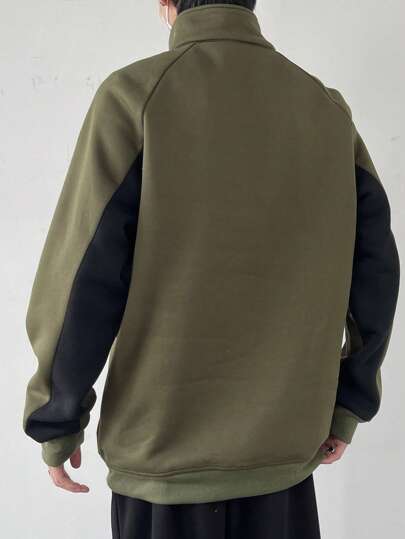 Manfinity Hypemode هودي كاجوال بأكمام طويلة ثلاثية الأرباع بسحاب أمامي، موضة كورية في فصلي الخريف والشتاء للخروج، هدية للأصدقاء والأزواج والحبيب