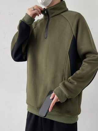 Manfinity Hypemode هودي كاجوال بأكمام طويلة ثلاثية الأرباع بسحاب أمامي، موضة كورية في فصلي الخريف والشتاء للخروج، هدية للأصدقاء والأزواج والحبيب