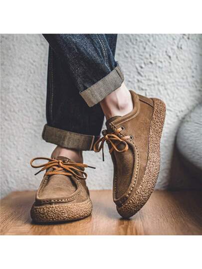 كاجوال للرجال أحذية رياضية بمنصة رترو، بنعل مطاطي ناعم مانع للانزلاق، سهل الارتداء، مناسبة للخريف والشتاء