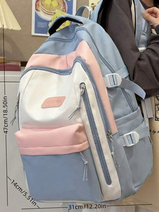حقيبة ظهر نسائية متعددة الوظائف للسفر الخارجي اليومي والرحلات، مناسبة للارتداء اليومي، بألوان متباينة