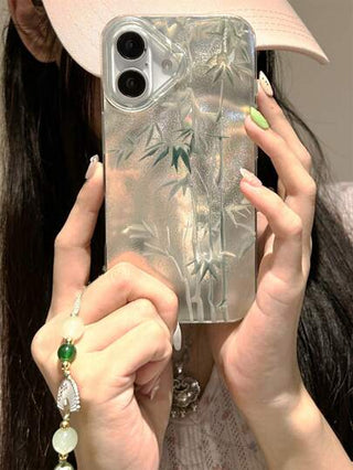 حافظة هاتف القطن الناعمة مع سلسلة متوافقة مع iPhone 16 15 14 13 12 Pro Max 11، مصنوعة من خشب الخيزران والريشة، باللون الأخضر، غطاء خلفي فاخر مقاوم للصدمات