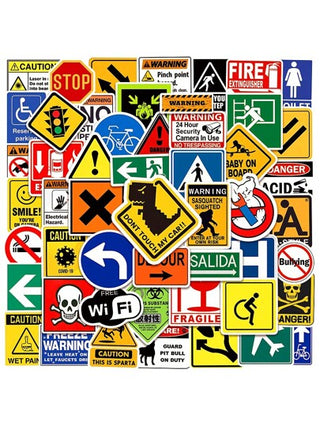 100 ملصق تحذيرى بطراز الجرافيتى ، مناسب للغيتار والسكيت بورد والزجاجات والصدمات وخوذ التزحلق على الثلج وأغطية الأجهزة والهواتف وأبواب الثلاجات والأمتعة والدراجات النارية والسيارات DIY رسوم عفوية هدايا مثالية