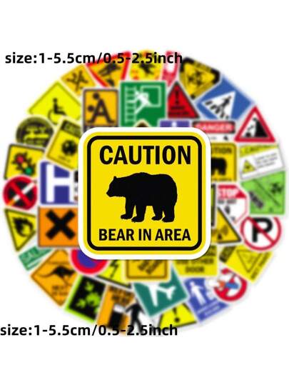 100 ملصق تحذيرى بطراز الجرافيتى ، مناسب للغيتار والسكيت بورد والزجاجات والصدمات وخوذ التزحلق على الثلج وأغطية الأجهزة والهواتف وأبواب الثلاجات والأمتعة والدراجات النارية والسيارات DIY رسوم عفوية هدايا مثالية