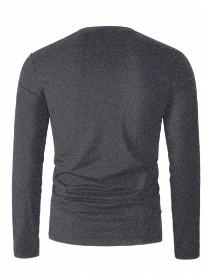 Manfinity Homme تي شيرت رجالي كاجوال بطباعة حرفية، أكمام طويلة، خريفي