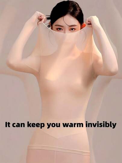 2 قطعة من ملابس داخلية مرطبة سريعة الجفاف، مصنوعة من قماش ناعم ومريح ذو أكمام طويلة كطبقة أساسية، ملابس داخلية ونوم للنساء