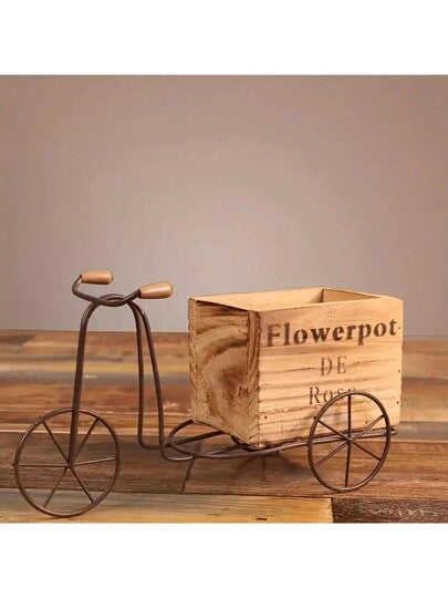قطعة واحدة منضدة نبات دراجة ثلاثية عتيقة خشبية /فرشة زهور دراجة حديدية ريفية/سلة زهور من الخوص/سلة معلقة من ألياف جوز الهند /سلة معلقة بسلسلة حديد، زراعة بأسلوب المزرعة/البوهيمي، منضدة نباتات جدارية خشبية، باقة زهور اصطناعية، ديكور المنزل والمكتب، هدية مث