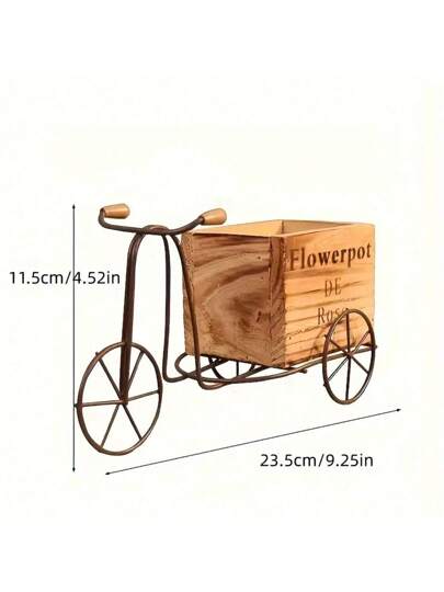 قطعة واحدة منضدة نبات دراجة ثلاثية عتيقة خشبية /فرشة زهور دراجة حديدية ريفية/سلة زهور من الخوص/سلة معلقة من ألياف جوز الهند /سلة معلقة بسلسلة حديد، زراعة بأسلوب المزرعة/البوهيمي، منضدة نباتات جدارية خشبية، باقة زهور اصطناعية، ديكور المنزل والمكتب، هدية مث