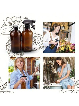 طقم زجاجات رذاذ زجاجية (2*16 أونصة، 2*4 أونصة، 8*2 أونصة)، 12*10 مل زجاجات روليت، مضادة للأشعة فوق البنفسجية، متعددة الأحجام وشاملة، مناسبة للعلاج بالعطور الأساسية، ترطيب الوجه، الري وغيرها (كهرماني اللون)