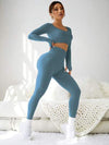 SHEIN Sport Studio طقم نسائي رياضي كاجوال على شكل توب بأكمام طويلة وبنطلون، رقبة مستديرة لون أحادي، من الملابس الرياضية والتدريب ومجموعة من السراويل الرياضية للنساء
