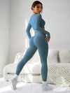 SHEIN Sport Studio طقم نسائي رياضي كاجوال على شكل توب بأكمام طويلة وبنطلون، رقبة مستديرة لون أحادي، من الملابس الرياضية والتدريب ومجموعة من السراويل الرياضية للنساء