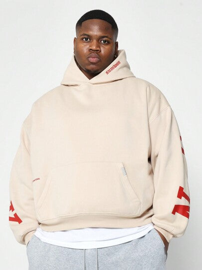 SUMWON هودي كنزة برقبة واسعة أساسية ثقيلة الوزن للشتاء ذات طباعة حرف نيويورك، موضة الملابس الشارعية لها جيب كانغرو، كنزة رياضية جامعية