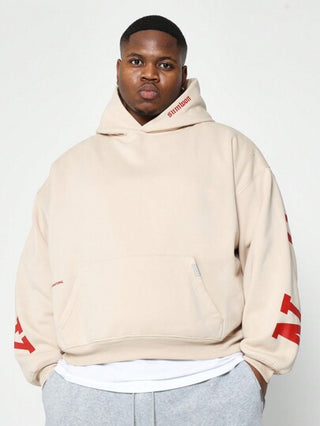 SUMWON هودي كنزة برقبة واسعة أساسية ثقيلة الوزن للشتاء ذات طباعة حرف نيويورك، موضة الملابس الشارعية لها جيب كانغرو، كنزة رياضية جامعية