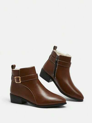 Styleloop بوت نسائية قصيرة بطراز رجعي جديد، مزودة بكعب سميك ، وأربطة مضادة للانزلاق، بوت نسائية مناسبة لعيد الميلاد ورأس السنة الجديدة