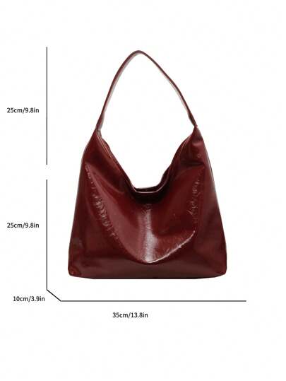 حقيبة كتف نسائية خفيفة الوزن، سعة كبيرة، قابلة للحمل، بلون عتيق ثابت، من جلد PU ناعم، للتنقل واطلاقتسوق