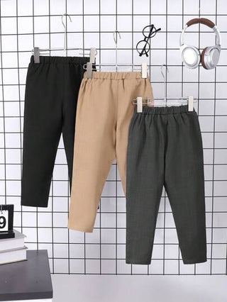 SHEIN 3 قطع/مجموعة بناطيل رسمية كاجوال للأولاد الصغار، مناسبة للاستخدام اليومي وأنشطة الخارج