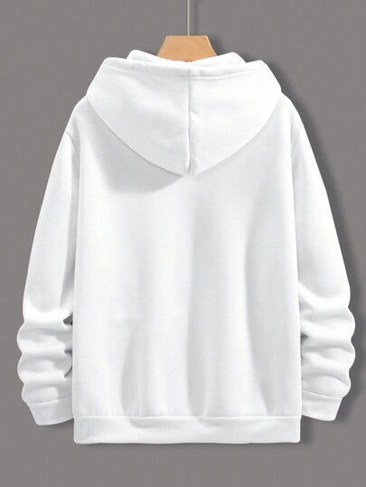 Manfinity Homme بلوزة رياضية هوديي مطبوعة بطباعة كرتونية وكتابية للرجال ذوي الحجم الكبير