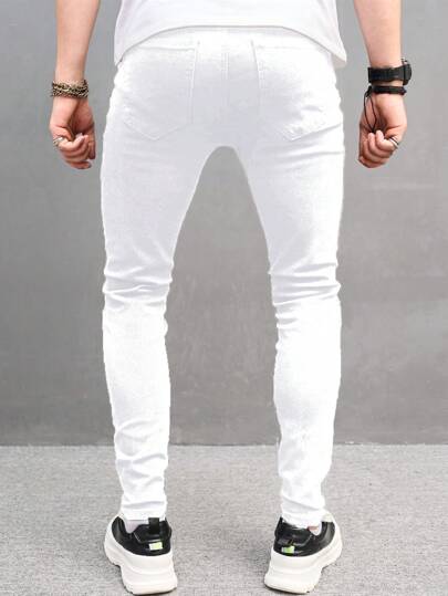 Manfinity LEGND سراويل جينز مهترئة بسيطة للرجال ، للارتداء اليومي العادي